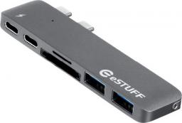 HUB USB eStuff 1x SD 1x microSD 2x USB-C  + 2x USB-A  (ES84122-GREY)