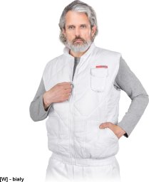 R.E.I.S. VMO-WHITE - bezrękawnik ocieplany pikowany, powłoka 65% poliester, 35% bawełna, 220 g/m2, podszewka 100% poliester tafta 190T 2XL