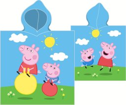 Carbotex Ponczo Poncho ręcznik ŚWINKA PEPPA dla dzieci 55x110 kaptur CARBOTEX PP223022