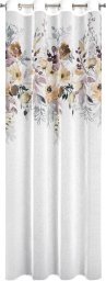 Design 91 Elegancka zasłona na przelotkach GRETA 140X250 biała z motywem kwiatowym