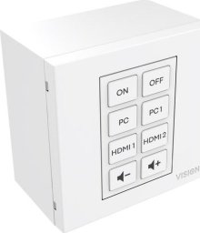 Vision VISION Techconnect Faceplate Steuermodul - LEBENSLANGE GARANTIE - 8 Tasten - lernt Infrarot-Fernbedienungscodes von anderen Fernbedienungen - unterstutzt RS-232, 12V-Ausloser, Planung - mehrere Befehle pro Taste - Doppelraummodul - 1-fach britisch