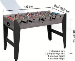 Usorteret Futbolo stalas F-ZERO Pilkas OAK telescopic rods