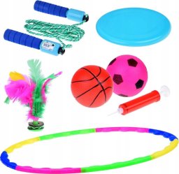 Jokomisiada Zestaw sportowy 5w1 Hula hop Dysk Skakanka Piłki Lotka SP0769