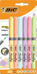  Bic Zakreślacze 6 kolorów pastelowych BIC Highlighter Grip ścięta końcówka