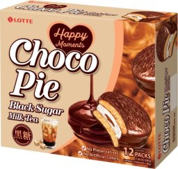 Lotte Choco Pie Black Sugar Milk Tea, całe pudełko (12 x 28g) - Lotte