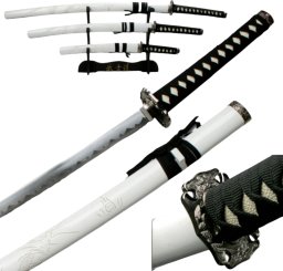 Special Replicas BIAŁY SMOK ZESTAW MIECZY KATANA WAKIZASHI TANTO PLUS STOJAK HK1101