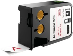 Dymo Vinyl tape. XTL 24 mm white/red.