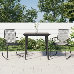 Triton 3-częściowy zestaw mebli ogrodowych, czarny, rattan PVC