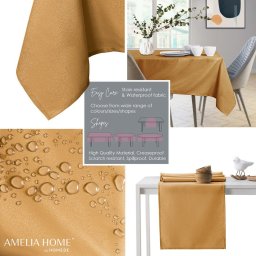 AmeliaHome AmeliaHome Serweta plamoodporna gładka EMPIRE koło 100 cm złota