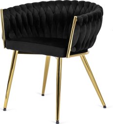 Lugano Krzesło tapicerowane Lugano TRECCIA BLACK VELVET GOLD