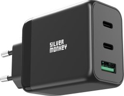  Silver Monkey Ładowarka sieciowa Silver Monkey GaN 65W 2x USB-C PD 1x USB-A QC 3.0 - czarna