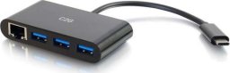 HUB USB C2G C2G USB C Ethernet and 3 Port USB Hub Black - Hub - 3 Ports - Netzwerkadapter - USB-C - Gigabit Ethernet x 1 + USB 3.0 x 3 - Schwarz