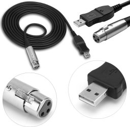 Adapter USB ACCU-CABLE XLR kabel mikrofonowy interfejs pod USB PC 3m przejściówka audio cannon xlr