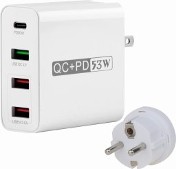 Zasilacz do laptopa Canyon Ładowarka Sieciowa 53W PD/USB QC/2x USB 5V 3.1A do iPhone Smartfona