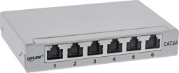 InLine InLine® Patch panel Cat.6A 0.5U 6-port, for table/wall/rail, with dust protection, grey
