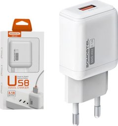 Ładowarka Vega ŁADOWARKA SIECIOWA 2.1A  USB BIAŁY SOMOSTEL 2100mA 10W SMS-A52 10W>