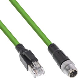 InLine InLine® Industrial network cable, M12 8-pin X-coded to RJ45 plug, Cat.6A PUR 3m