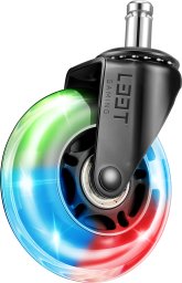 L33T L33T Gaming Stol hjul - 3" Gummi - Gummirollen, RGB-Licht blinkend, 5 Stk