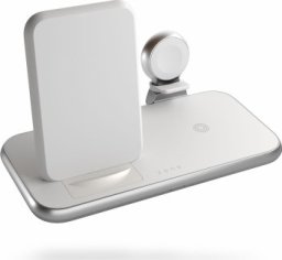 Ładowarka Zens ZENS Aluminium 4w1 Stand Wireless Charger - bezprzewodowa stacja ładująca do trzech urządzeń (45W), z możliwością ładowanie czwartego urządzenia przez kabel (white)