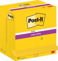 Post-It 3M Karteczki samoprzylepne POST-IT® Super Sticky (655-S), 127x76mm, 12x90 kartek, jaskrawo żółte