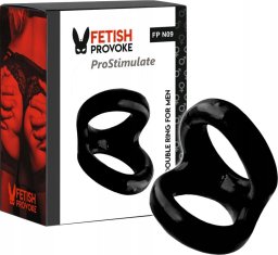  FETISH PROVOKE_ProStimulatore podwójny pierścien na penisa i jądra FP N09 Black