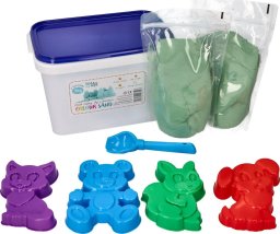 Jokomisiada Zestaw - piasek kinetyczny ColorSand 2kg miętowy + foremki i łopatka