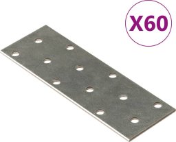  vidaXL Płytki perforowane, 60 szt., 2 mm, 120x40 mm, stal ocynkowana