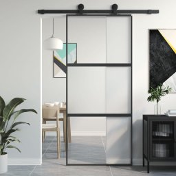 vidaXL vidaXL Drzwi przesuwne, czarne, 90x205 cm, szkło hartowane, aluminium