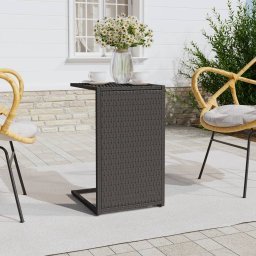  vidaXL vidaXL Stolik w kształcie litery C, czarny, 40x35x60 cm, polirattan