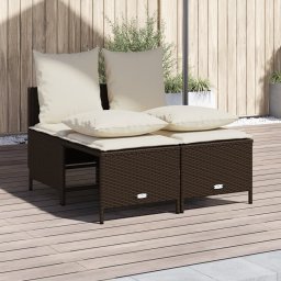 vidaXL vidaXL 4-cz zestaw wypoczynkowy do ogrodu, poduszki, brązowy rattan PE