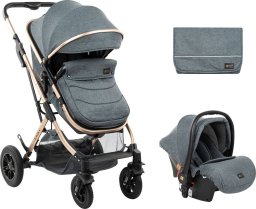 Wózek Kikkaboo Universalus vežimėlis Kikkaboo 3 in 1 Kaia Dark Grey