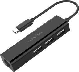 HUB USB TRITON Hub Lention USB-C do 3x USB 2.0 + Ethernet Adapter (czarny)