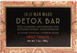 Health and Beauty 18.21 Man Made Detox Bar Soap Sweet Tobacco valomasis muilas vyrams, tinka veidui ir kūnui, 198 g