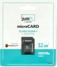 Karta JustPi justPi Micro SD atminties kortelė 32GB 100MB/s klasė 10 + Raspberry Pi OS sistema