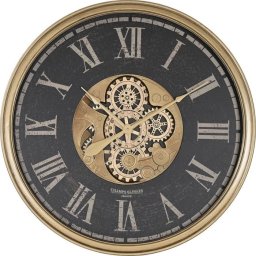 Bigbuy Home Zegar Ścienny Home ESPRIT Czarny Złoty Szkło Żelazo 80 x 9,5 x 80 cm