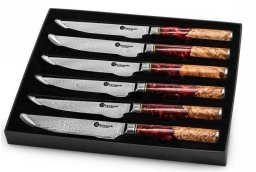 Polaris Damasko plieno peilių rinkinys kepsniams Kamazaki KZI210STK