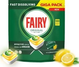 Fairy Fairy Original All in One Lemon – Kapsułki do zmywarki, cytrynowy zapach – 100 sztuk