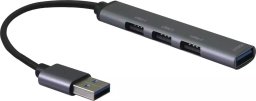 HUB USB helos Helos HUB, 4in1 USB-A 3.0 St./3x USB-A 2.0 Bu. + 1x USB-A 3.0 Bu., spacegrau hochwertiges Aluminiumgehäuse , bis zu 5 Gbit/s dank USB 3.0 Standard , Plug & Play , USB-A 3.0 St. HUB mit 3x USB-A 2.0 Bu. und 1x USB-A 3.0 Bu. , PREMIUM , CE-zer