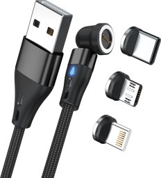 Kabel USB Realpower USB-A - USB-C + microUSB + Lightning 2 m Czarny (439643)