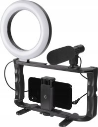 Gadgetmonste „GADGETMONSTER „Vlogging Kit“, pilnas „vlog“ rinkinys su LED žiedinių apšvietimo trikojų ir mikrofonų GDM-1022