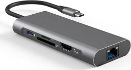 HUB USB Extra Digital Adapteris USB Type-C - 2 x USB 3.0, 1x USB 2.0, 1x Type C (PD), HDMI, SD, RJ45
