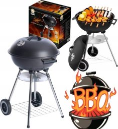 BBQ GRILL OGRODOWY GRILL WEGLOWY Z POKRYWA DUZY STALOWY OKRAGLY ŚREDNICA 43 CM