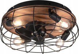 Wentylator Globo Wentylator sufitowy z lampą LED TRONDHEIM R61105032 czarny-drewno