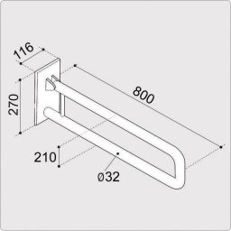 Presto Poręcz ERGOPLUS podnoszona 80cm do wc/umywalek, malowana proszkowo, biała