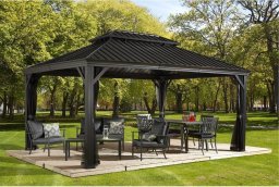 Miloo Home SOJAG Pawilon Aluminiowy Gazebo Messina 12x16 z moskitierą szara 363x483x307 cm