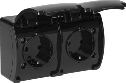 Orno Gniazdo podwójne 2x2P+Z Schuko AQUATIC, IP44, czarne