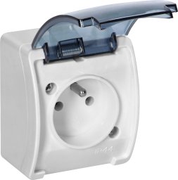 Orno Gniazdo pojedyncze 2P+Z AQUATIC, IP44, białe dymione