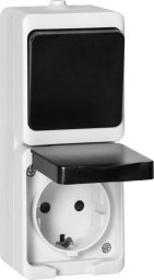Orno Łącznik jednobiegunowy + Gniazdo 2P+Z Schuko AQUATIC MINI IP 54 biało-czarne