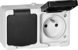 Orno Gniazdo podwójne 2X2P+Z AQUATIC MINI IP 54 biało-czarne