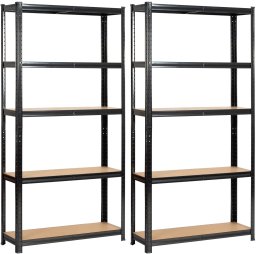 Fancy Garden Regał metalowy magazynowy warsztatowy do garażu piwnicy zestaw 2 szt. 90x30x180 cm - czarny